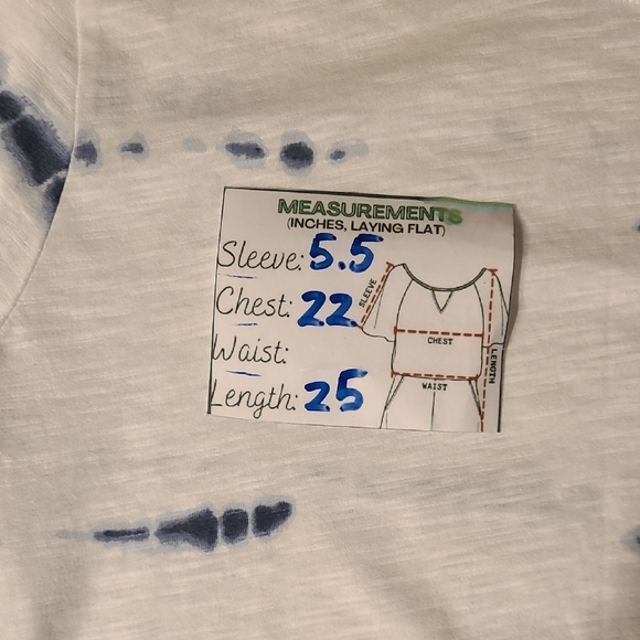 Sonoma Women's White and Blue Tie Dye Striped Tee XL - Picture 7 of 7